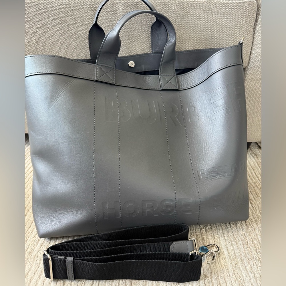 Burberry Charcoal Leather Briefcase
